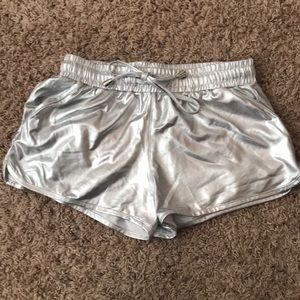 Poshdiva metallic silver shorts